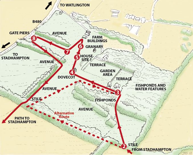 Numbered map of the Ascott Park historic trail