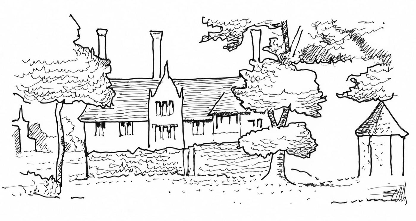 Early nineteenth century sketch of the old Ascott Park manor house